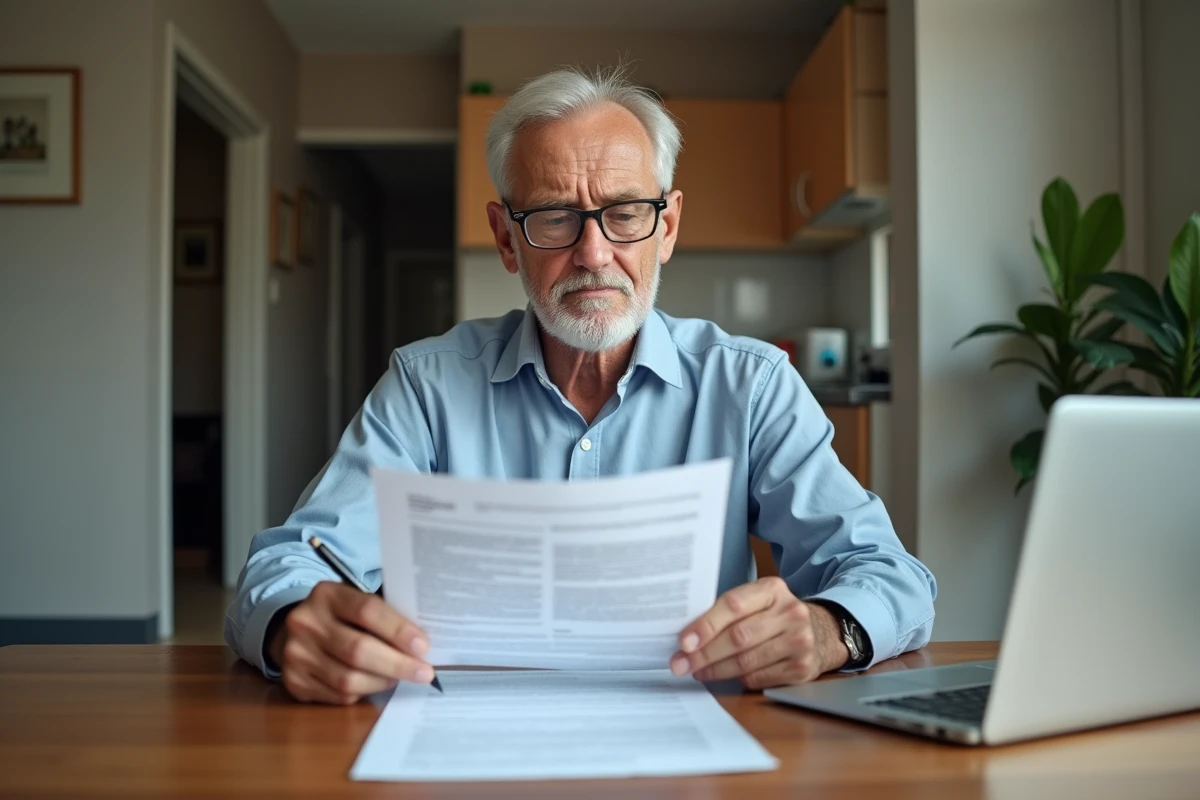 Propriétaire bailleur consultant le bail de location pour le remplacement d'un four